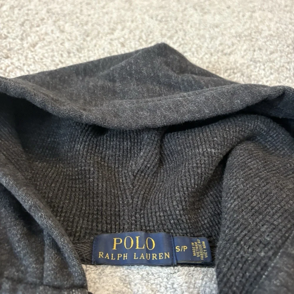 Polo Ralph Lauren Hoodie Full Zip Waffle Hood Double Knit Terry Y2K Mens S Small
